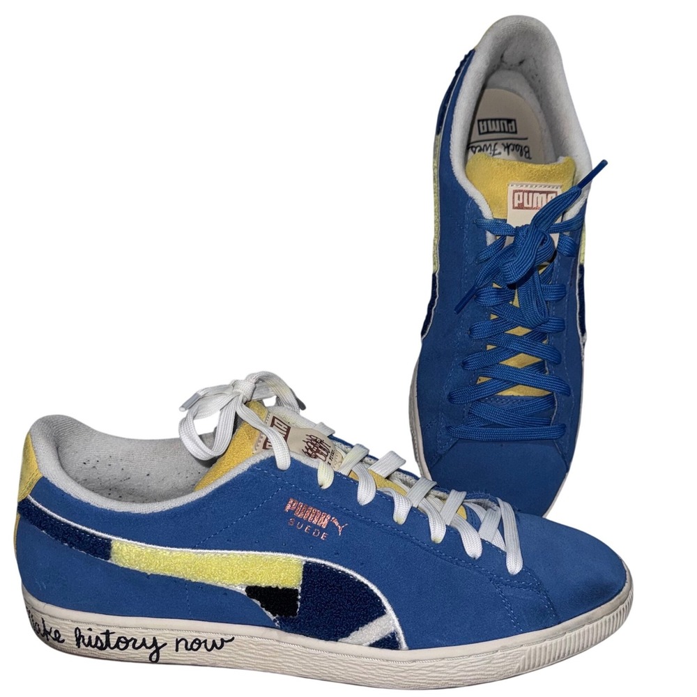 Puma Suede Classic Black Fives Mens 11 Blue Excellent Chenille 381957-01